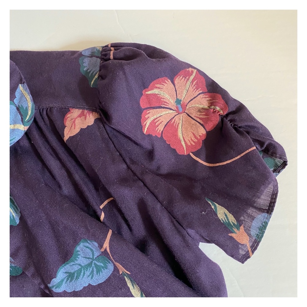 VINTAGE - PURPLE HIBISCUS PRINT DRESS - Picture 4 of 9